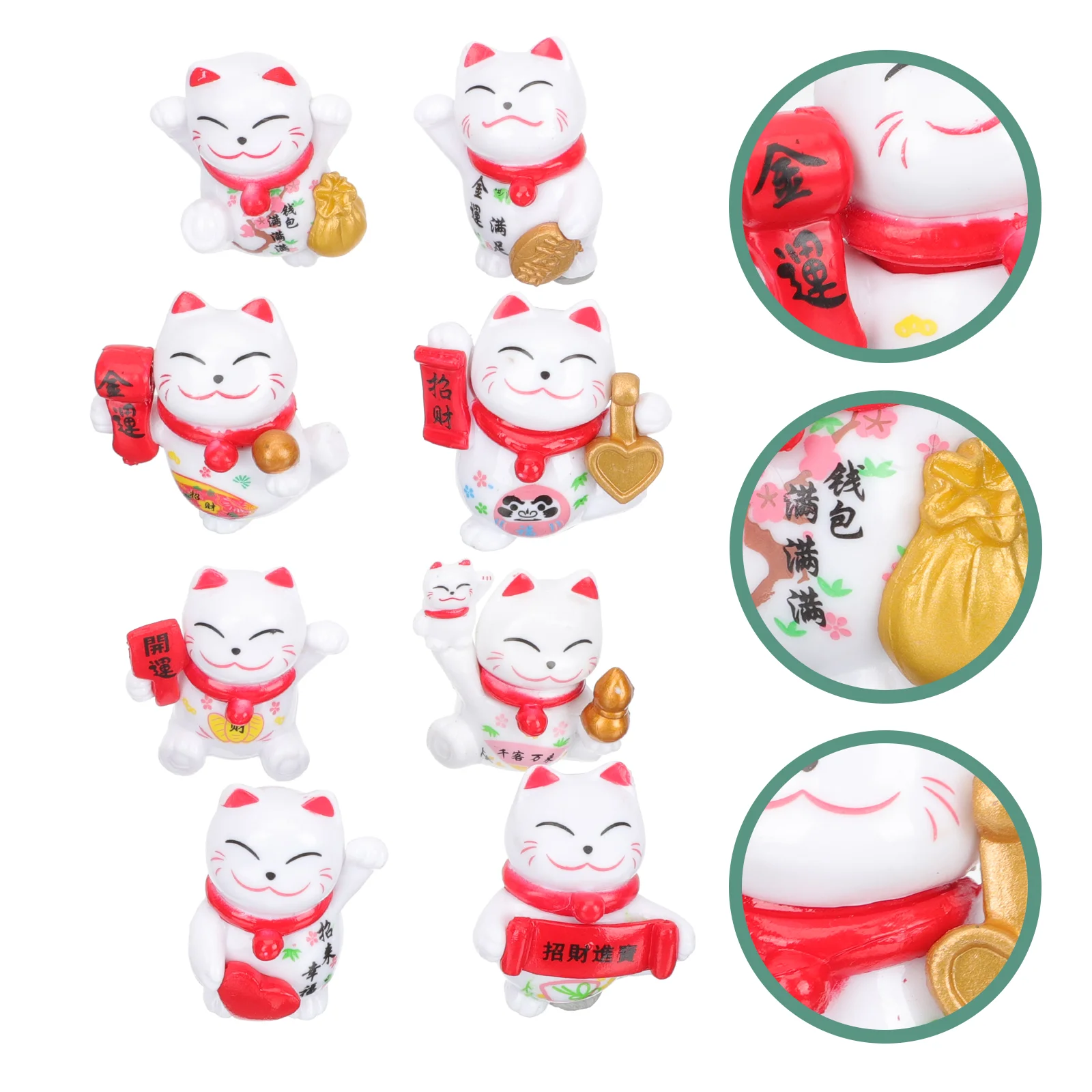 

8 Pcs Lucky Cat Ornament Fairy Cake Decorations Garden Accessories DIY Bonsai Fortune Statues Exquisite Figurines Pvc Modeling