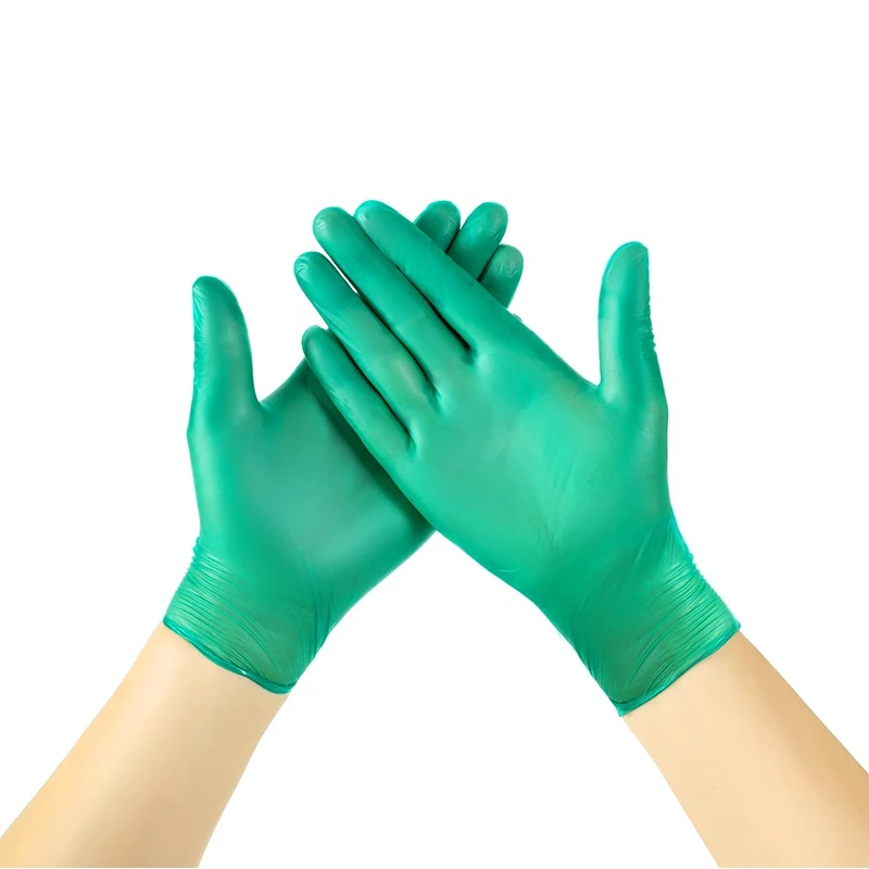 100 шт./корт. Зеленые нитриловые одноразовые перчатки кухонная ткань ПВХ латекс