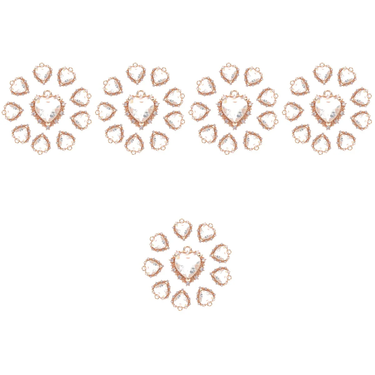 50 Pcs Micro Diamond Heart Jewelry Accessories Necklace Crafts Decors Pendant Making Copper Novelty Ornaments Handmade Adorable