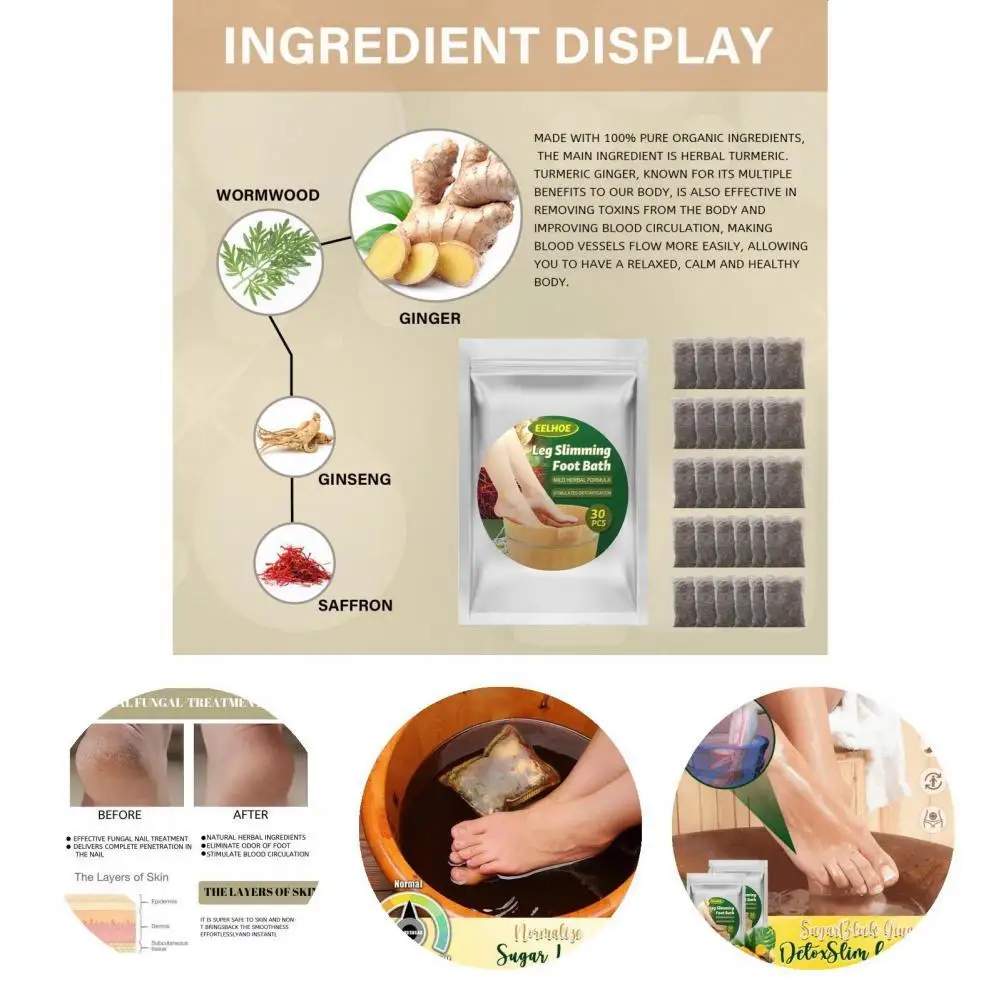 

Promote Circulation 20Pcs Useful Reduce Swelling Ginger Foot Bag Lightweight Herbal Foot Bag Effective for Unisex