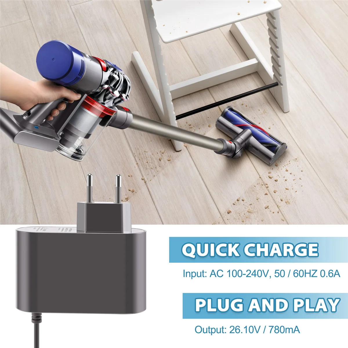 Зарядное устройство 26 1 В для пылесоса Dyson V6 V7 V8 SV03 SV04 SV05 SV06 SV07 DC59 DC58 DC62 DC60 DC61 DC72 DC74 с