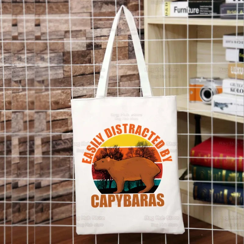 Мультяшная сумка для покупок с милыми животными Capybaras Bolsas De Tela на плечо Джутовая