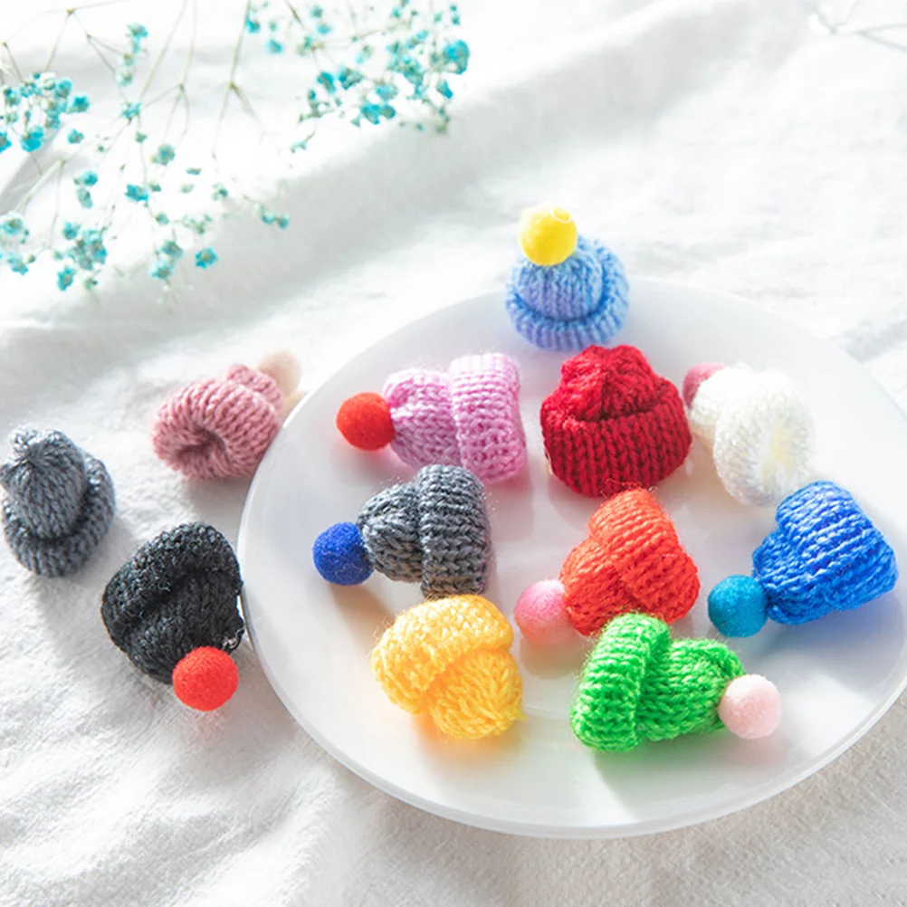 

Hat Mini Christmas Hats Santa Diy Knitting Crochet Bottle Decor Knit Decoration Plush Tiny Wool Crafts Cap Cute Snowman Yarn