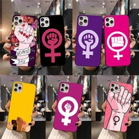 pink feminist fist logo phone case for iphone 13 12 11 pro mini xs max 8 7 plus x se 2020 xr cover