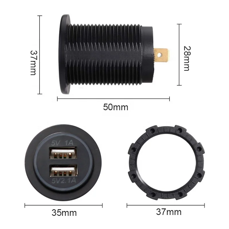Водонепроницаемое зарядное устройство с двумя USB-разъемами 12 В-24 В 5 3 1 А