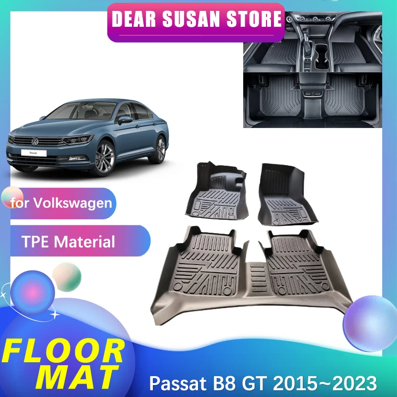 

Автомобильный напольный коврик для Volkswagen VW Passat B8 GT 2015 ~ 2023, 2016 2017 2018 2019 2020 2021 2022 водонепроницаемый коврик из ТПЭ с подкладкой для ног, коврик для интерьера, пользовательские аксессуары