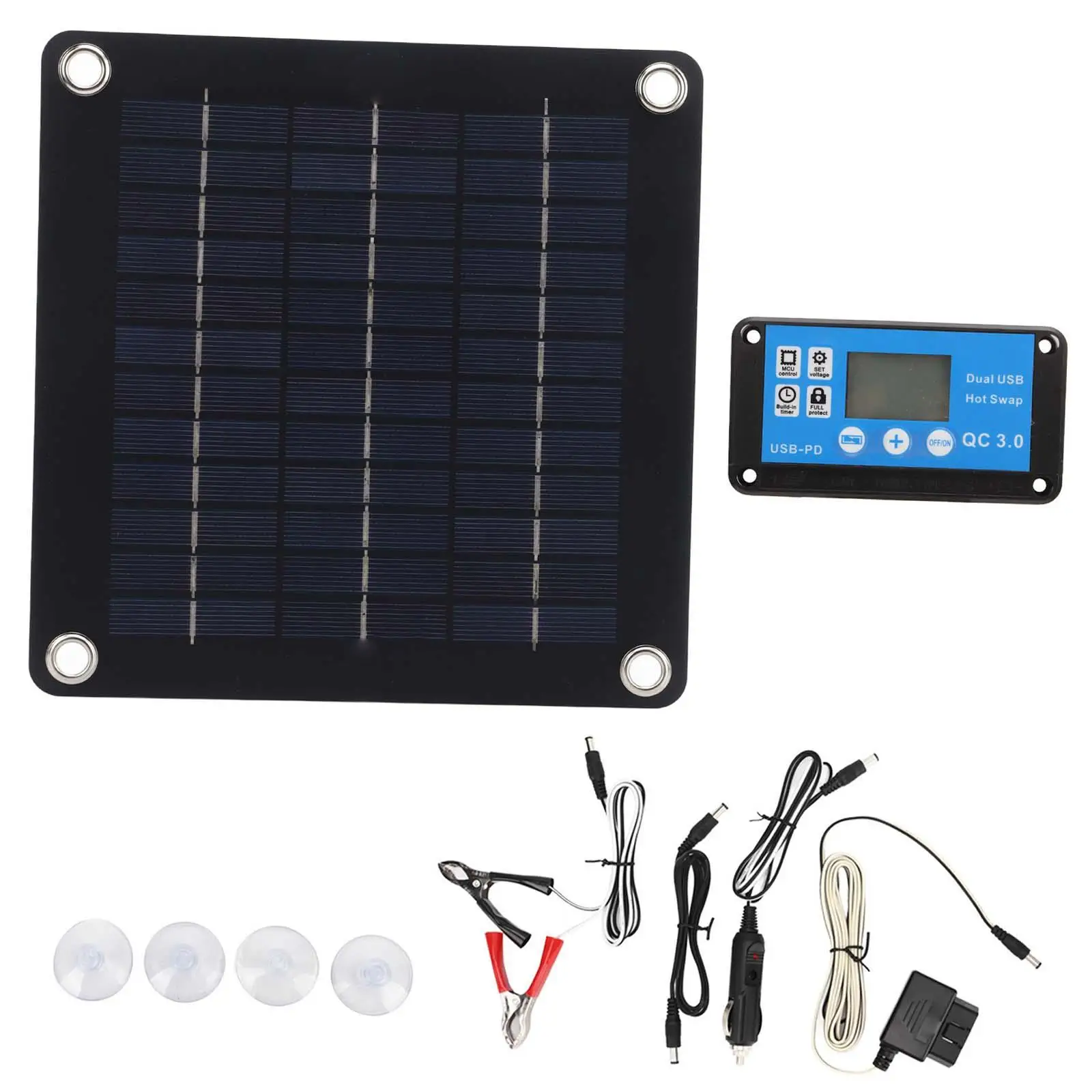 

Solar Panel Kit 10W 12V Battery Charger Waterproof Extension Cable Solar Panel Charger for Trip Fishing Greenhouses Car Travel