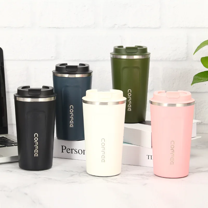 New Stainless Steel Double-layer Coffee Cup Creative Mark Office Water Cup Car Portable Thermos Cup