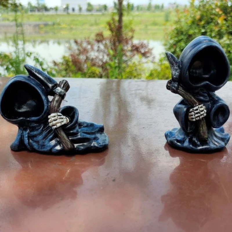 9 см Хэллоуин Мрачный Жнец статуя смола черный халат ночная гусеничная фигурка