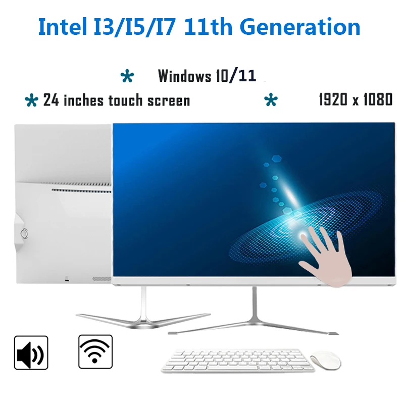 All In One PC Touch Screen Intel Core i3/i5/i7 11th Complete Gaming Desktop 24 Inch All In One Computer DDR4 SSD System unit PC