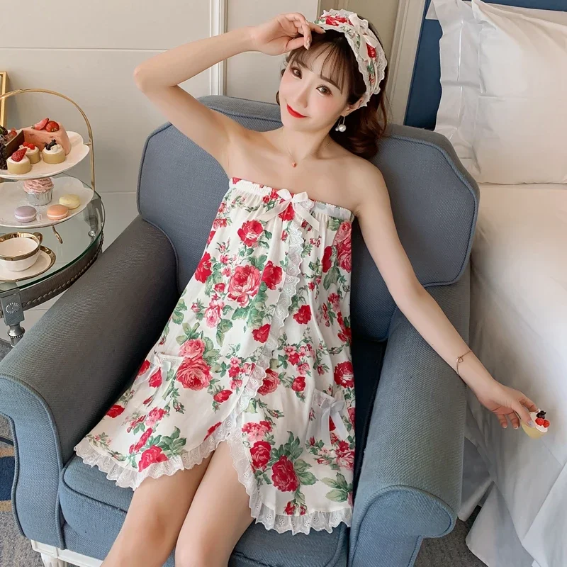 2024 летнее сексуальное кружевное банное полотенце с запахом на грудь халаты для