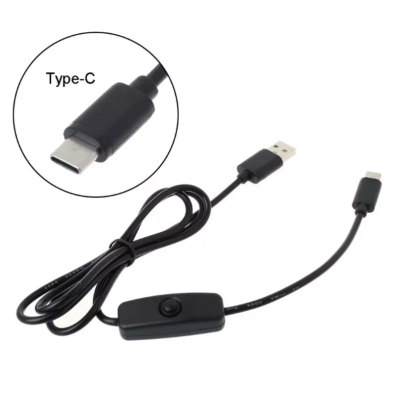 

1m USB Type C Charging Cable with ON/OFF Switch for Raspberry Pi 4 Mobile Phone