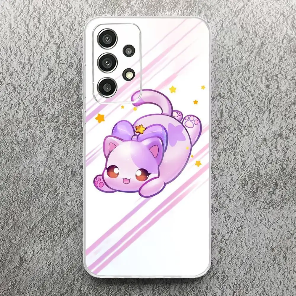 Фото Милый чехол для телефона с котиком C-Aphmau M-MeeMeows, прозрачный мягкий чехол для Samsung S25, S24, S21, S22, S23, S30, Ultra, S20, Plus. №2