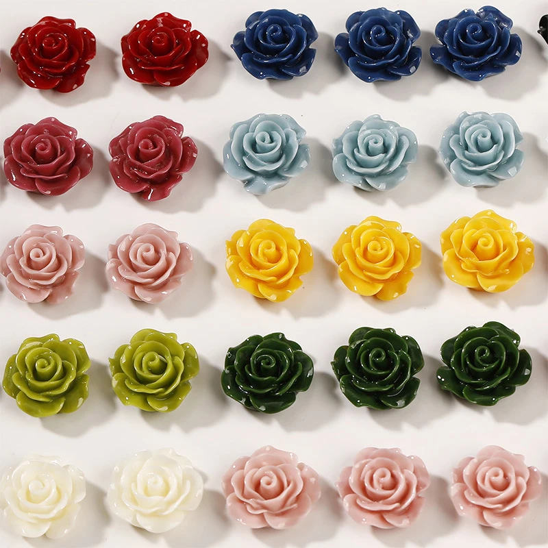 

20pcs Multiclolor Resin Flower Flatback Cabochon for Earrings Jewelry Making DIY Handmade Hair Clips Bows Decoration Accessories