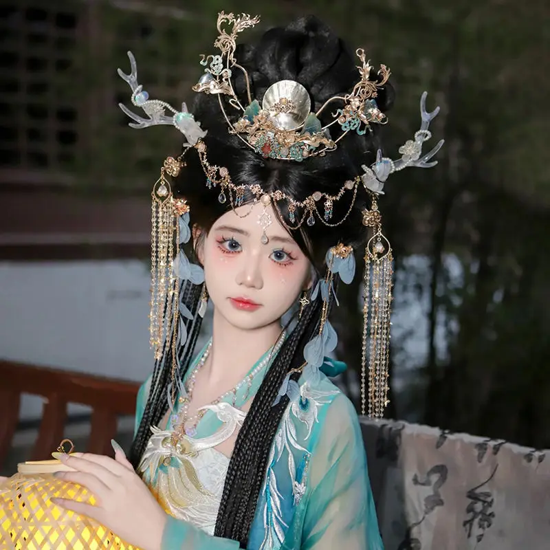 2024 китайский ретро Дуньхуан экзотический стиль головной убор с оленем древний