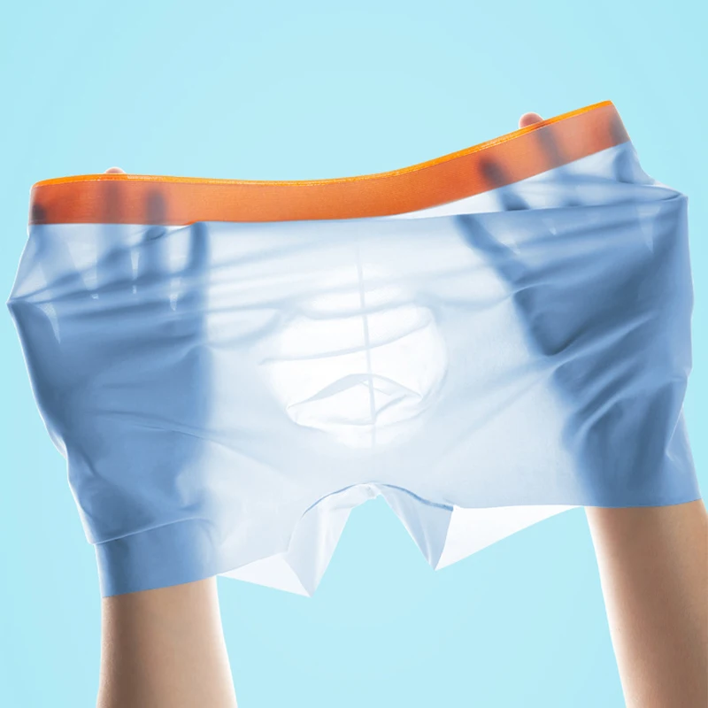 

Men's Panties Sexy Ice Silk Panties Men's Boxer Briefs Underpants Low Waist Ultra Thin Men Underwear Comfortable and breathable