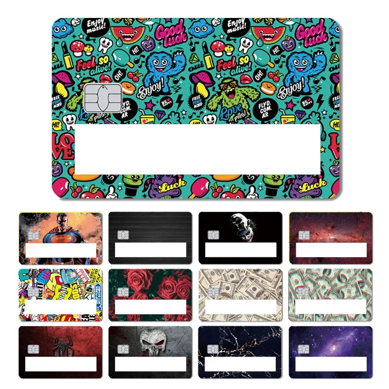

Fashion Wood Print Star Space Money Dollar Window Sticker Case Film Skin for Credit Debit Card Small Chip