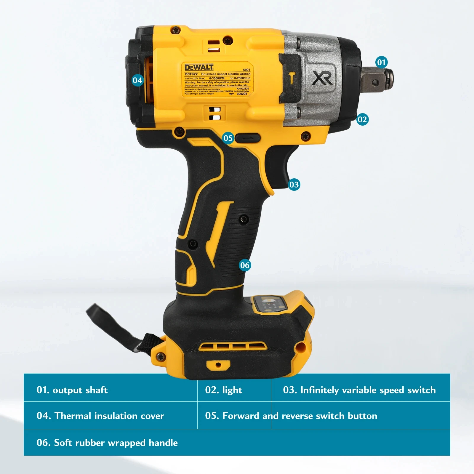 Бесщеточный электрический ударный гайковерт Dewalt DCF922 с высоким крутящим моментом, аккумуляторный, 20В, перезаряжаемые инструменты (art.: 3920d9ef6d02f) - 3920d9ef6d02f