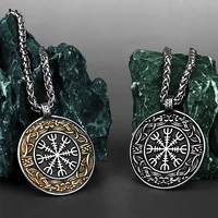 viking reverend helm rune pendant protector titanium steel stainless steel mens aegishjalmur amulet scandinavian necklace gift