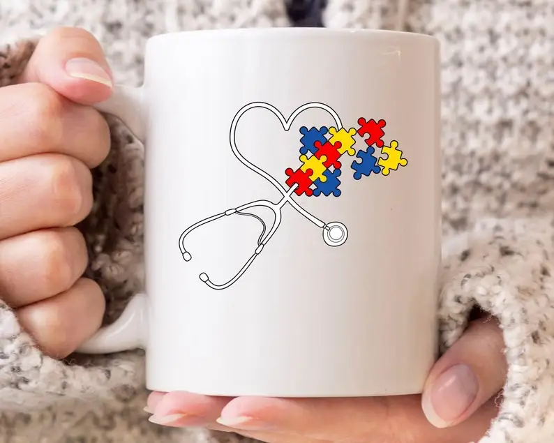

Autism Stethoscope Mug, Autism Awareness Coffee Cup For Mom Kids, I Don'T Speak Much Mug For Autism Supporter Warrior, Medical D