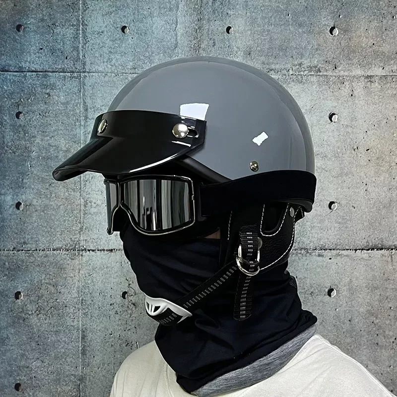 

NEW2023 Voss-casco de motocicleta Retro Para las cuatro estaciones, Media máscara de fibra de vidrio, certificado DOT