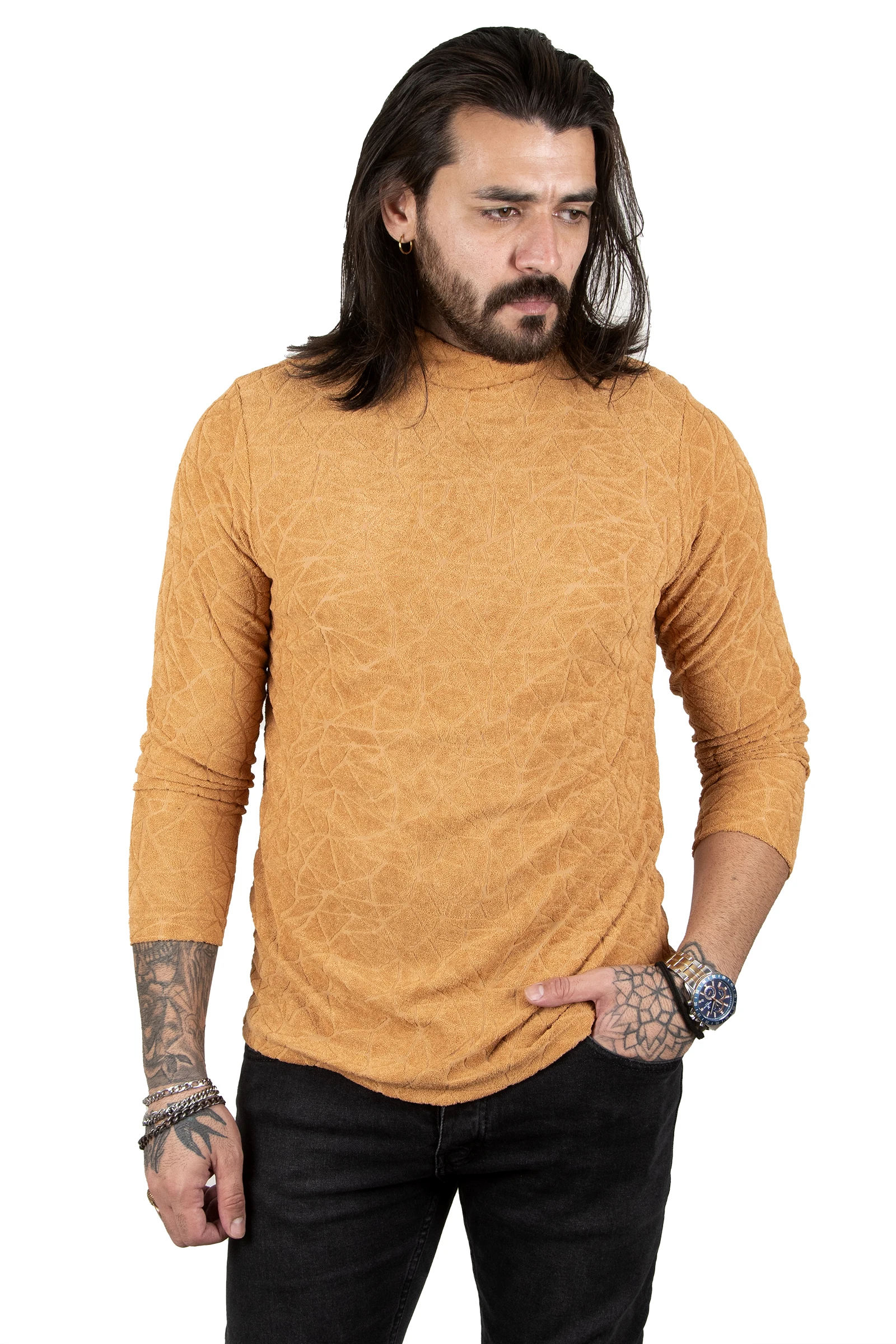 DeepSEA Half Turtleneck Self Print Male Sweatshirt 2301581