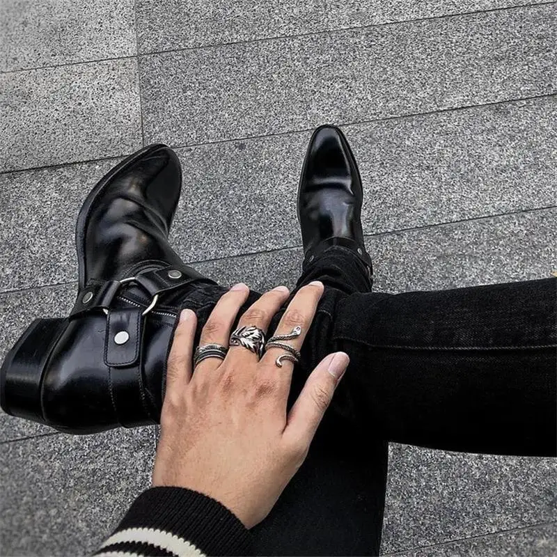 's Short Boots Black Genuine Leather Zip Business Low-heeled Handmade Ankle Boots For Men Free Shipping Zapatos Hombre