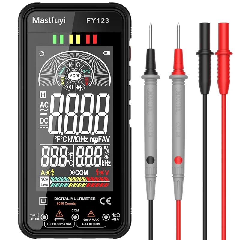 New Digital Multimeter Smart Auto Range 600V 600mA Tester Meter Ohm Hz CapacitanceTrue RMS AC DC Current voltage Multitester |