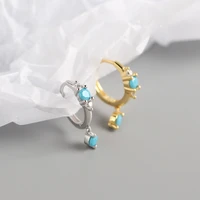 girls lovely small hoop earrings blue cz stone shiny crystal stud tiny huggie trendy hoops charming earring piercing accessory