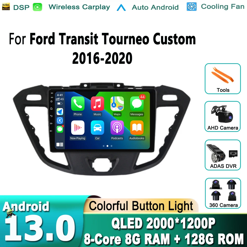 

Android 13 Car Radio Multimedia Player For Ford Transit Tourneo Custom 2016 - 2020 DSP IPS Auto Carplay 4G WIFI BT 2 Din DVD
