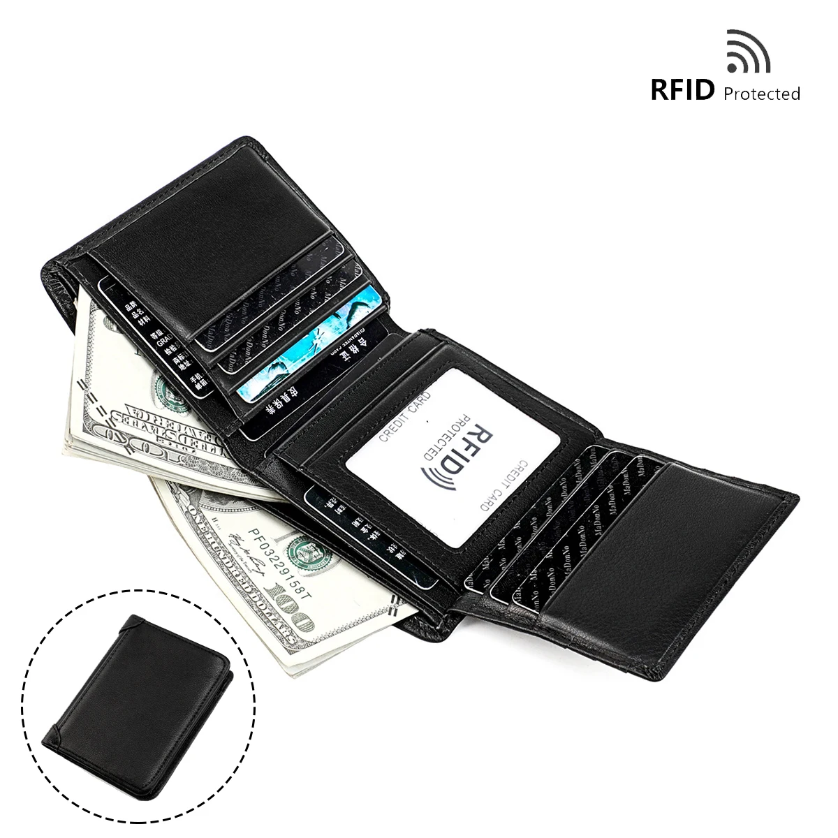 

Маленький кошелек из натуральной кожи для мужчин, тройной складной бумажник для кредитных карт, кошелек с блокировкой RFID, лучший подарок, му...