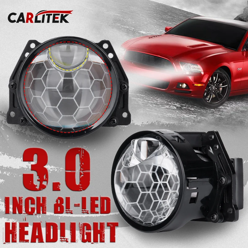 3 Inch Bi LED Projector Lenses For Headlight Hella 3R G5 Auto Lamp Retrofit Kits Hyperboloid Honeycomb Soccer Etching Lens 6000K