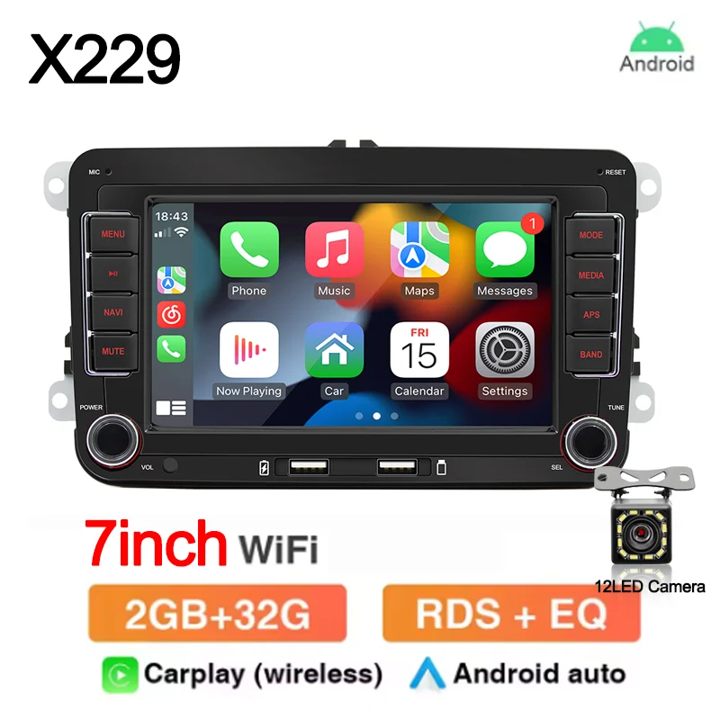 

Автомобильный Мультимедийный Плеер Android 13 Double Din 64G С GPS И Беспроводным CarPlay Для VW Volkswagen Skoda Octavia Gol...