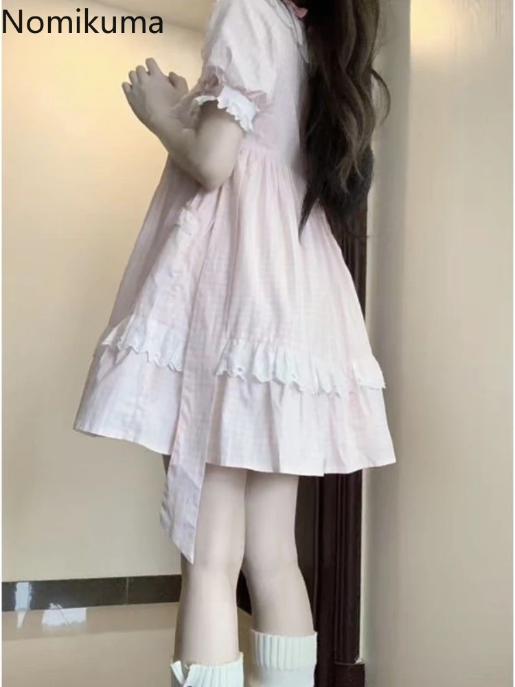 Женская одежда милые платья летнее платье с воротником Питера Пэна и длинными