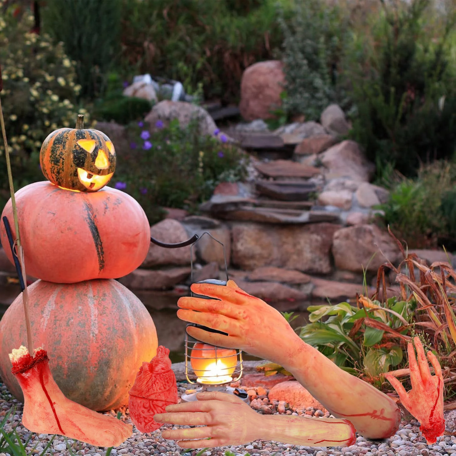 Кровавый страшный ужасный поддельный остаток человека сломанная рука пальцы