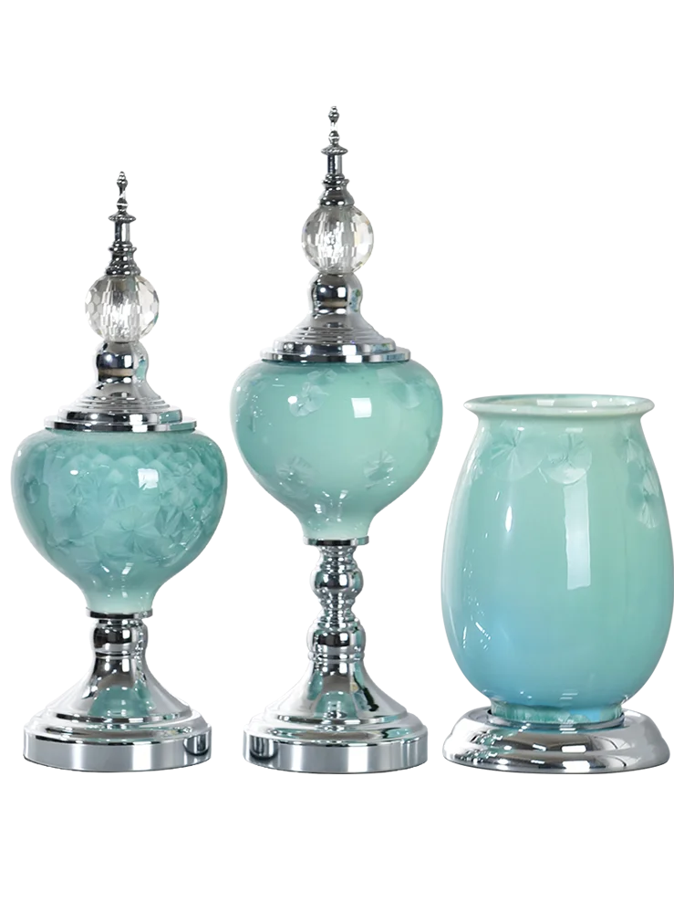 

Vase TV Cabinet Living Room Flower Arrangement Ceramic Decoration American Style High-End Dining Table Bedroom Home Light