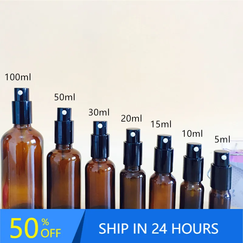 

5ml/10ml/15ml/ 20ml/30ml/50ml/100ml Refillable Press Pump Glass Spray Bottle Oils Liquid Container Perfume Atomizer Travel 20#