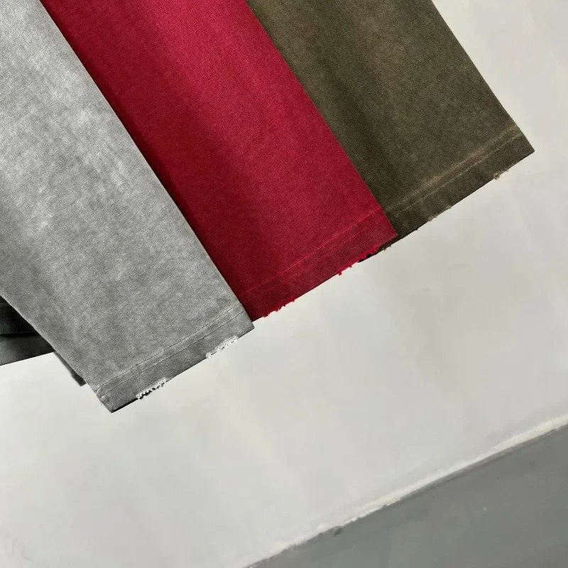 Фото 2024 новая осенняя футболка Dirty Dye Fake из двух частей с длинным рукавом, мужская футболка Fried Color Worn Tide с длинным рукавом для мужчин и женщин, топы y2k №5