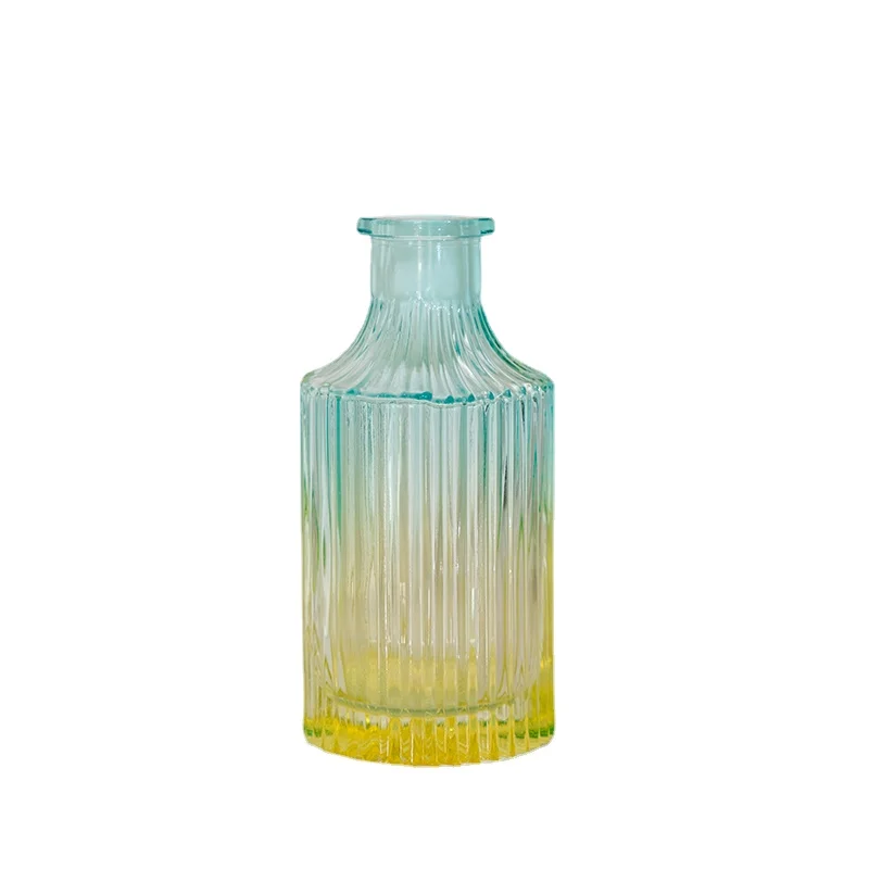 

Retro Artistic Colorful Transparent Glass Flower Arrangement Vase Small Caliber Living Room Dried Flowers One Flower Table