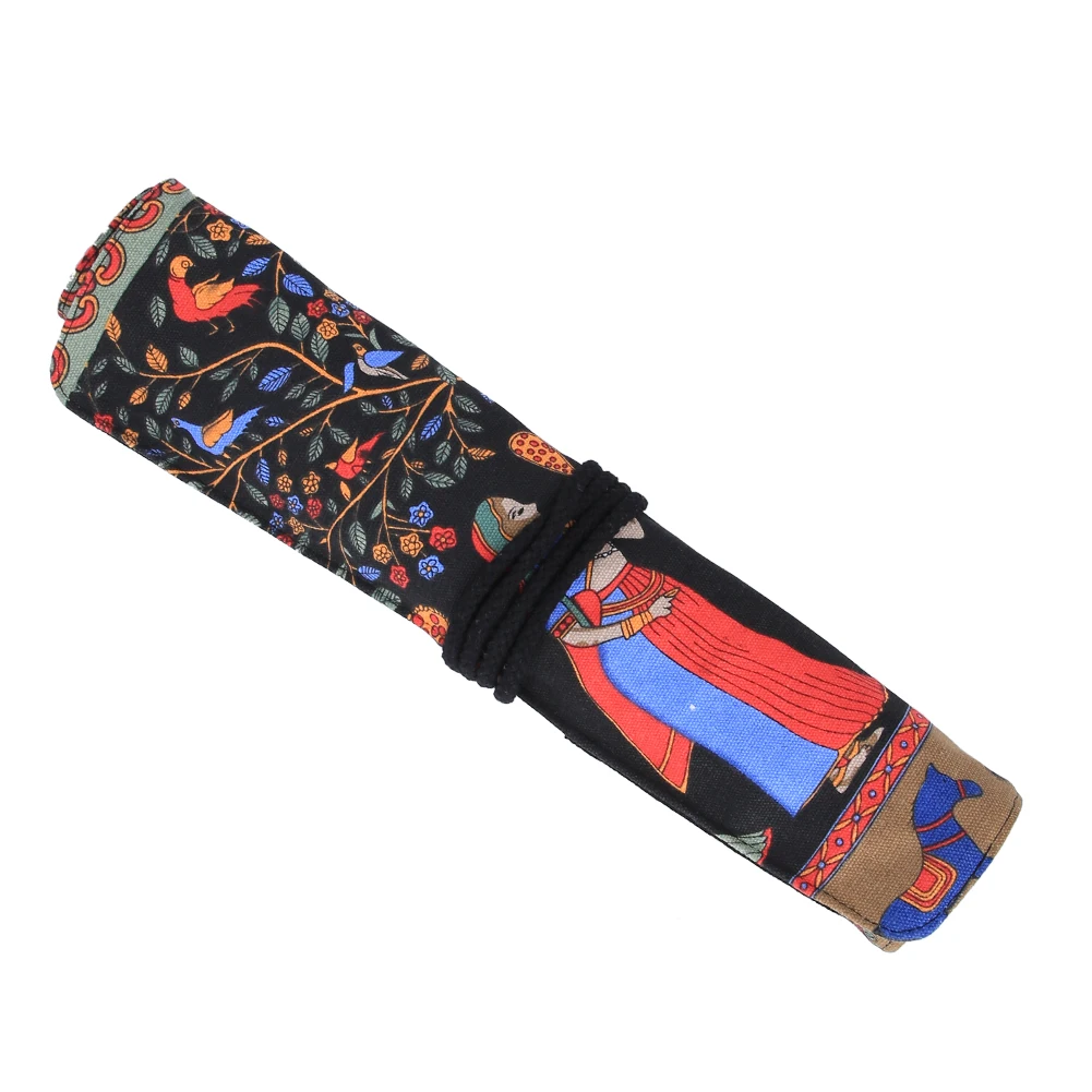 

Pencil Roll Canvas 20-Holes Waterproof Oil Painting Brush Storage Case Art Supplies waterproof