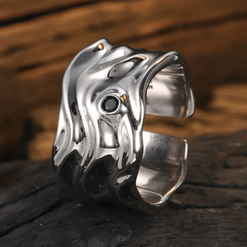 

Original Wave Cool and Simple, Versatile Water Wave Pattern S925 Sterling Silver Texture Set with Zircon Ring for Women