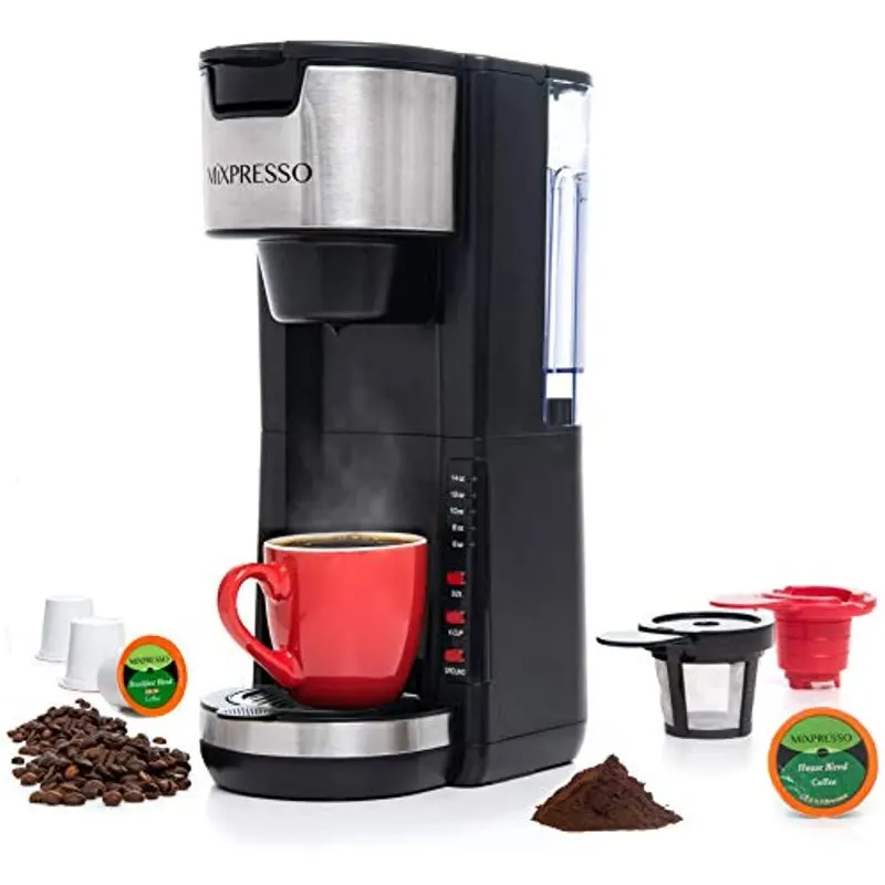 

Single Serve 2 in 1 Coffee Brewer K-Cup Pods Compatible & Ground Coffee,Compact Coffee Maker Single Serve With 30 oz Detachable