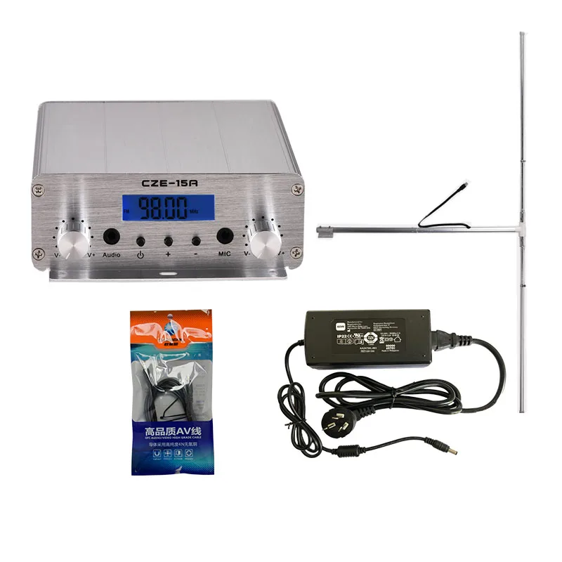 

CZE-15A 15W 88MHz~108MHz FM Stereo PLL Radio Broadcast Transmitter 1/2 Dipole Antenna