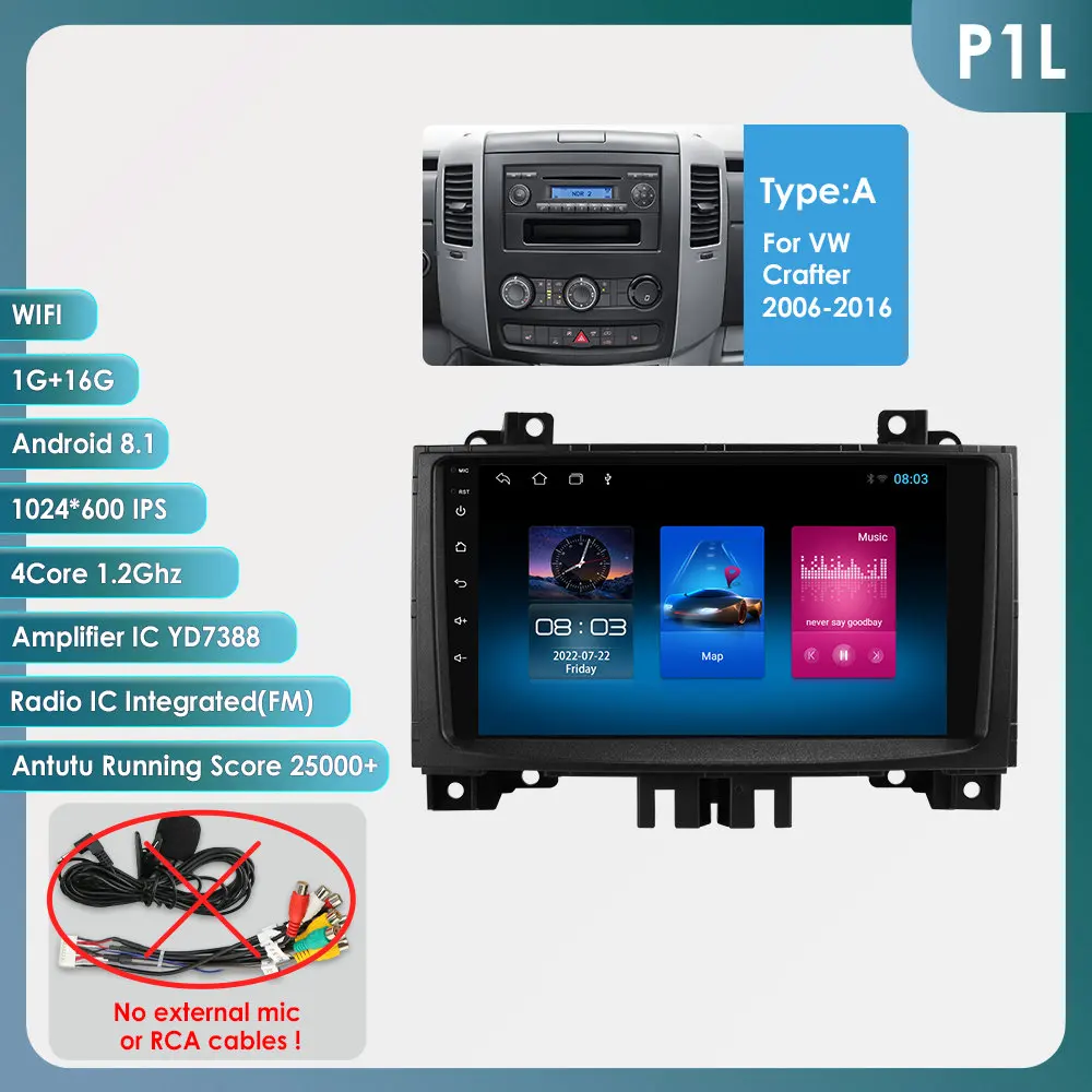 

Автомобильная радиостанция 2DIN Android 13 для Benz Sprinter Volkswagen Vw Crafter 2006-2016, Carplay для Apple Android, авто, мультимедиа, GPS, стерео