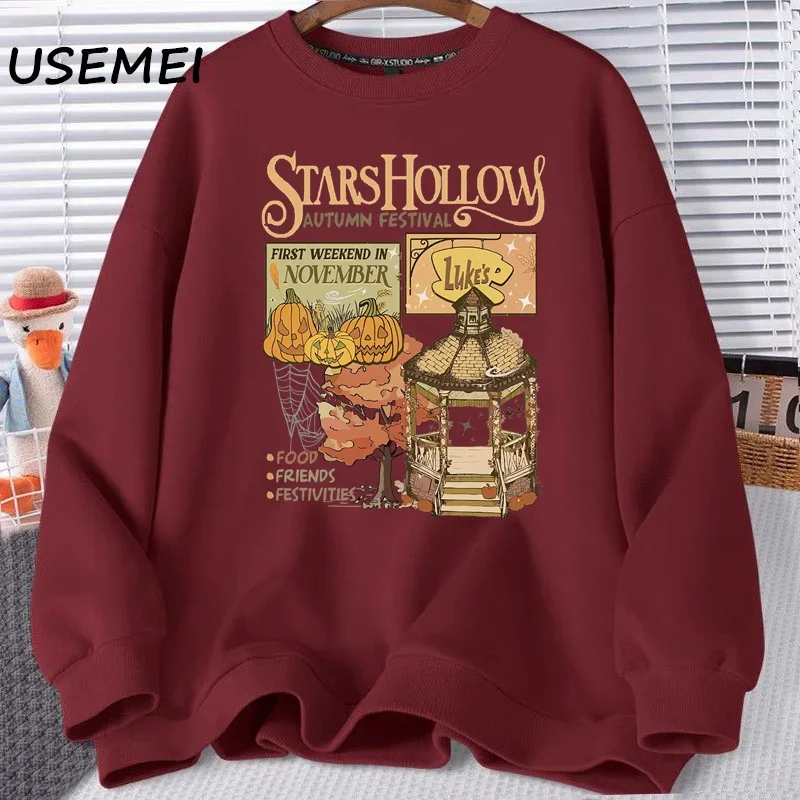 Ретро звезды полые Gilmore-Девушки Графические толстовки с круглым вырезом Женская