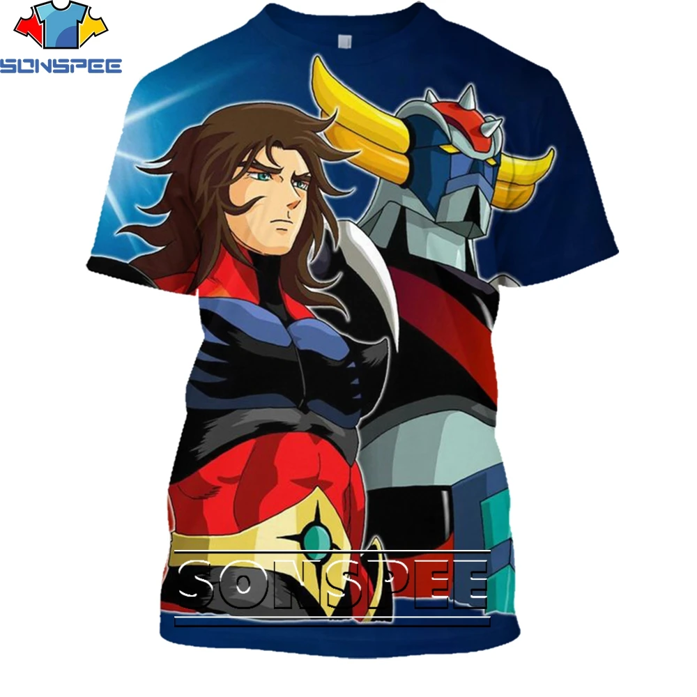 

SONSPEE Vintage Anime Goldorak T-Shirts 3D Printing Men Women's Summer Fashion Man Nostalgia Punk Robot Oversize Tshirt Kids Top