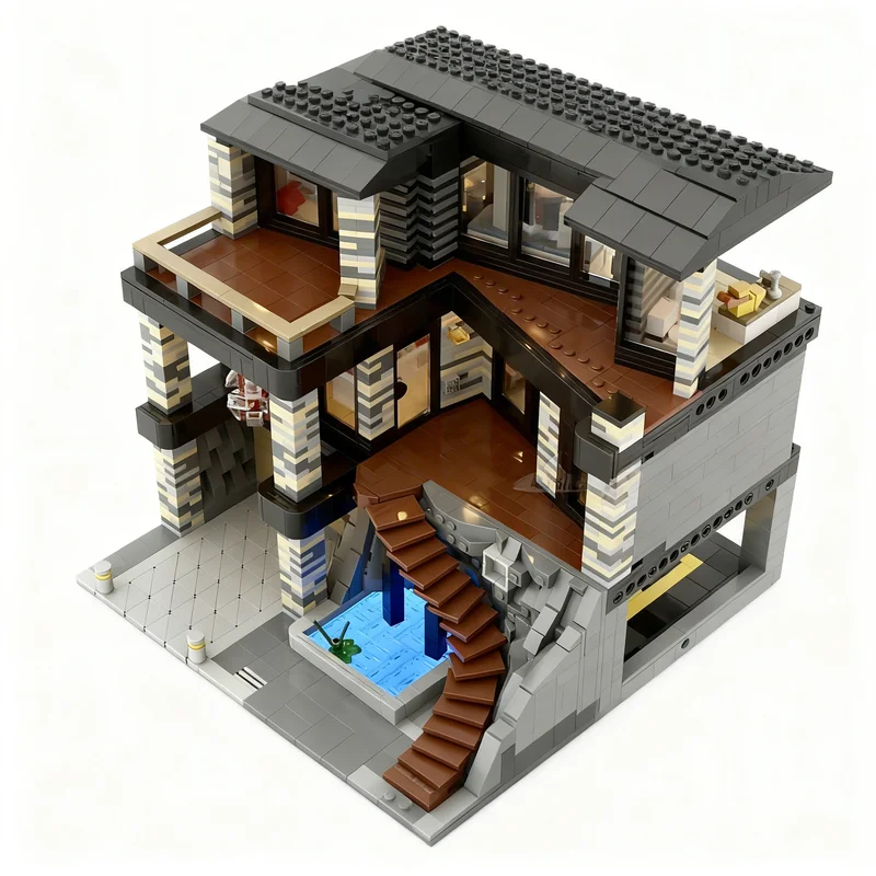 Фото 3001 шт. Модульные здания MOC, вилла Империя, модульная модель, строительные блоки, рождественский подарок, архитектурная игрушка, креативная идея для дня рождения №4