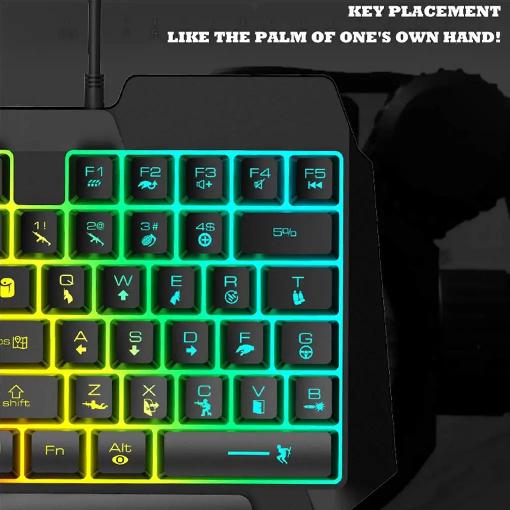 

Wired One Handed Keyboard Mouse Combo Half Keypad Fluent Typing Set Phone