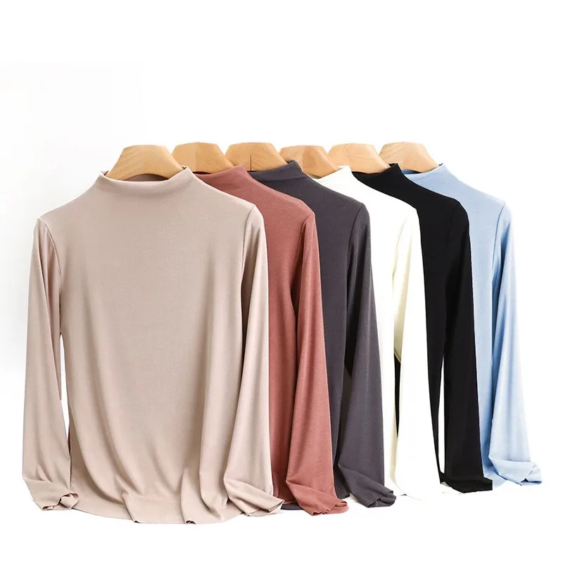 2022 New Woman Three Second Fast Heating Half Height Collar  Woman Thermal Underwear Tops Thickening Plush Beautify One's Figure