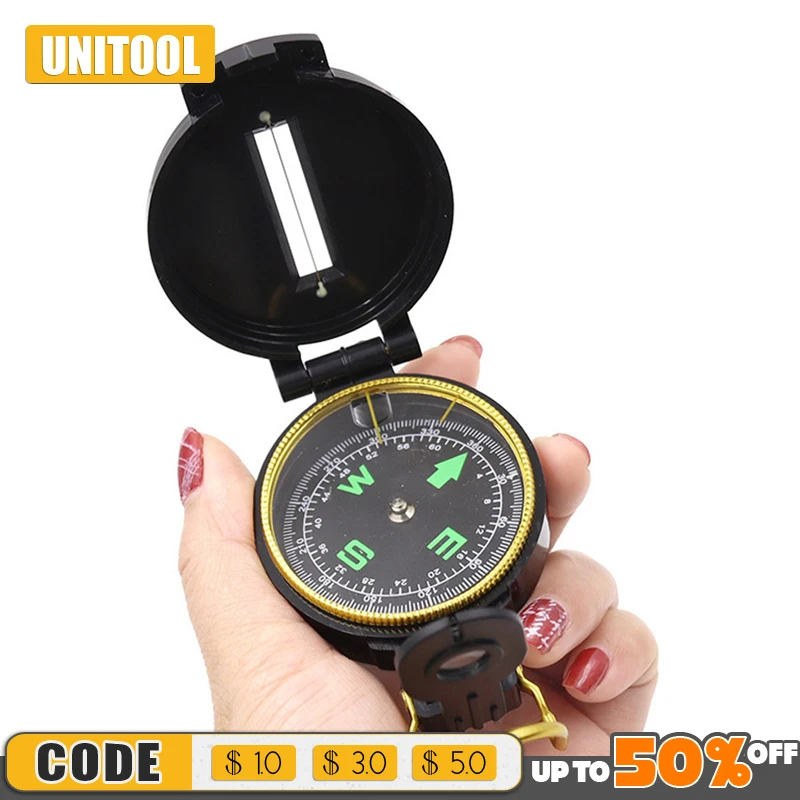 

Outdoor Metal Pocket Army Style Compass Survival Tool Military Camping Hiking Marching Adjustable Luminous Marching Line